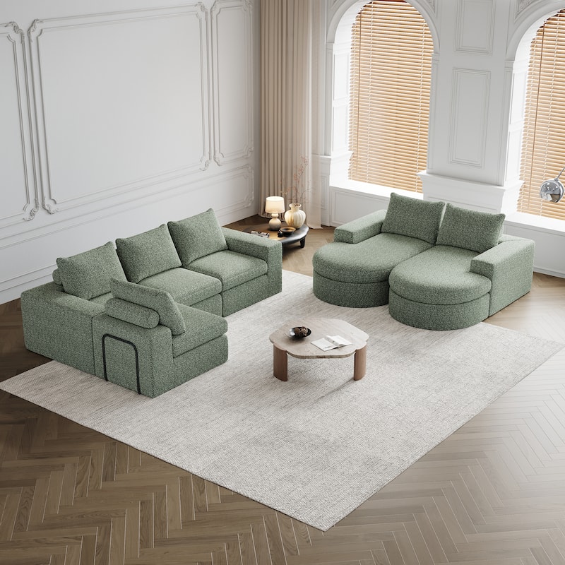 Roomfitters 99" Modern Chenille Cloud Curved Sectional Sofa with Chaise, L-Shaped Couch, for Living Room or Apartment