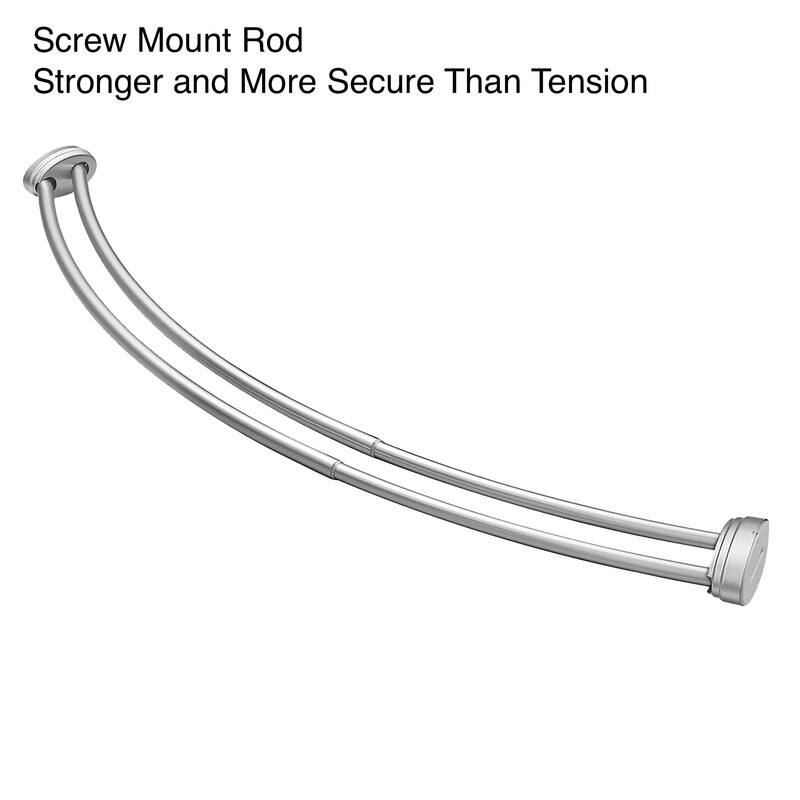 Utopia Alley Rustproof Wall Mounted Aluminum Double Curved Shower Curtain Rod, Screw Mount Rod, Adjustable Rod from 45" to 72"