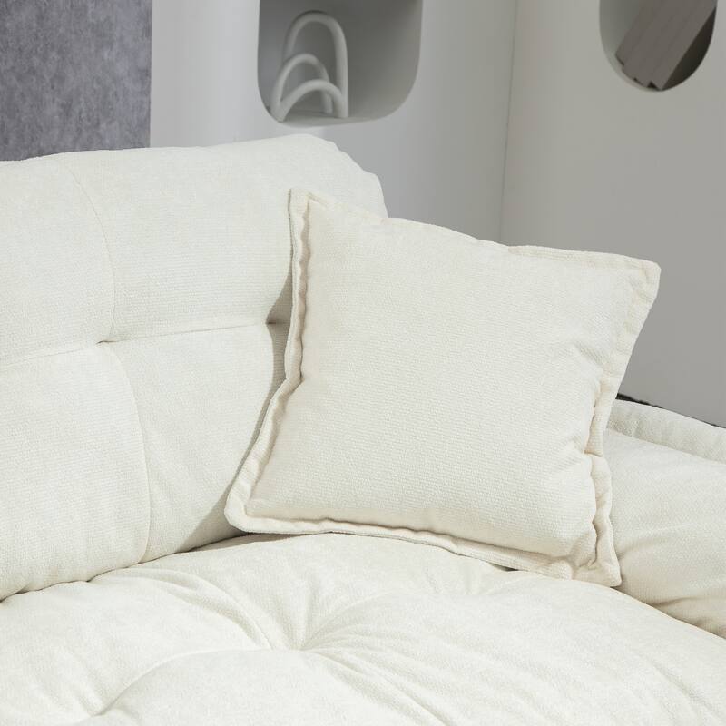 Small Sofa Loveseat Deep Seat Sofa Couch with 2 Throw Pillows, 2-Seater Settee with Pillow Top Armrests