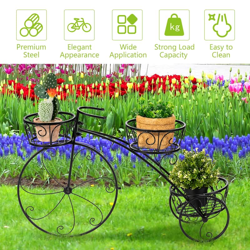 Costway Tricycle Plant Stand Flower Pot Cart Holder Parisian Style - See Details