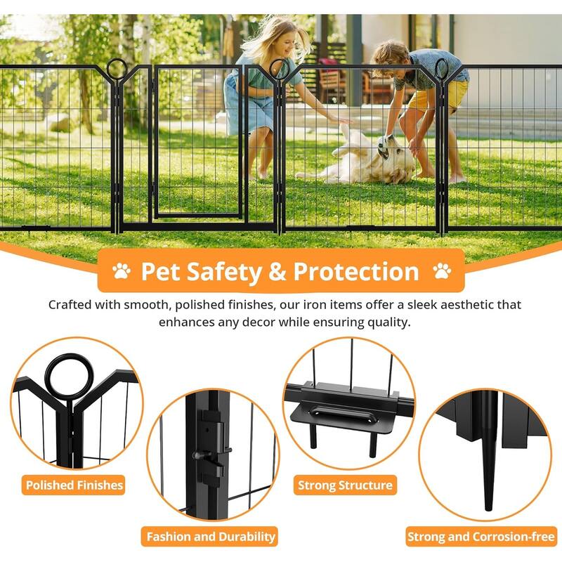 Portable Dog Playpen, Multi-Panels with Gate for Different Size Dogs