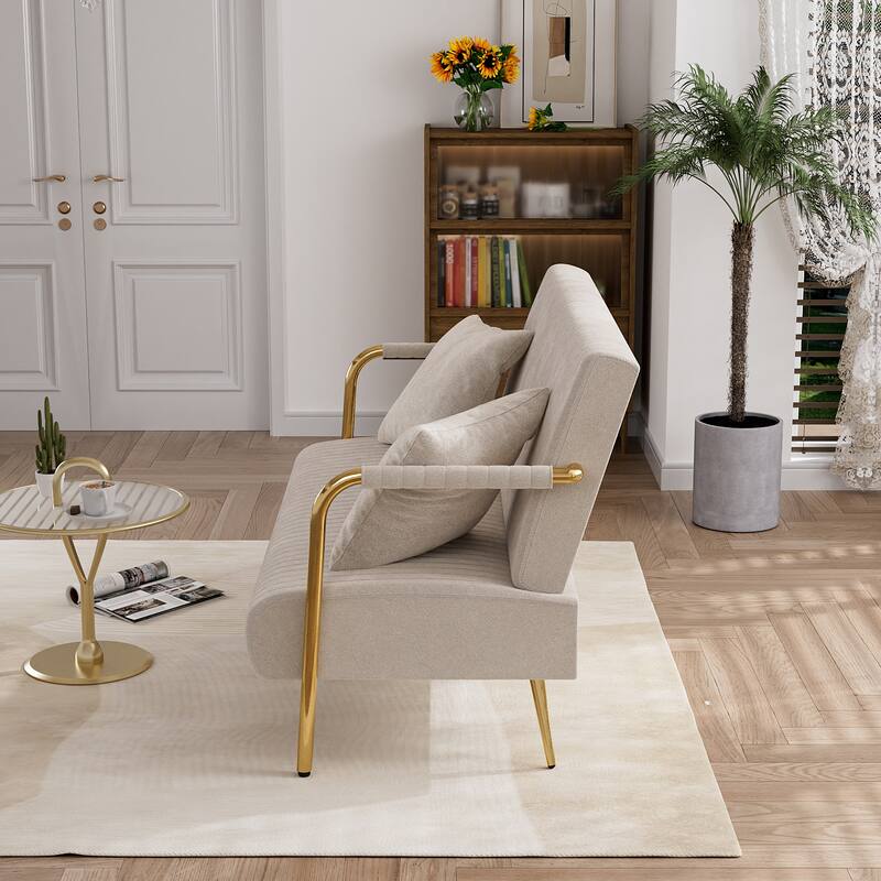 Ouyessir Upholstered Loveseat, Tufted Back Couch, Accent Armchair with 2 Pillows