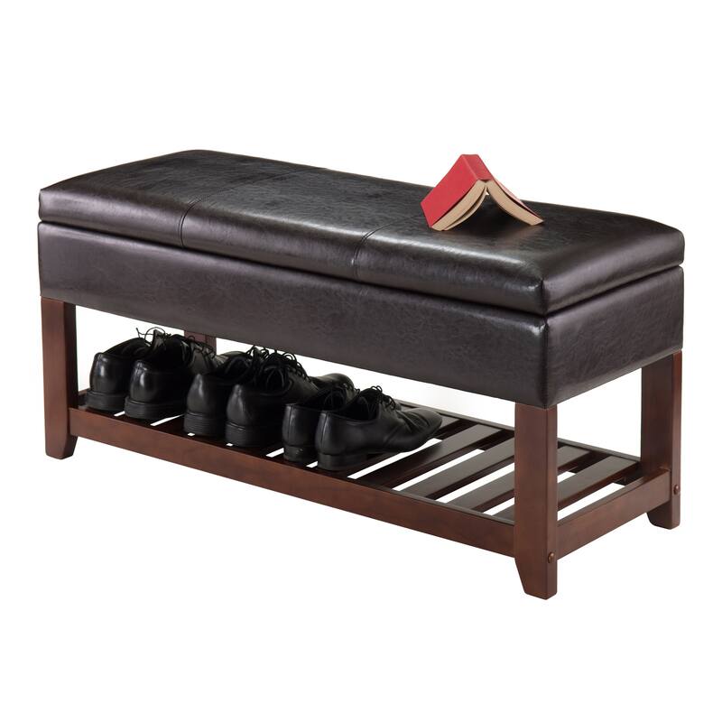 Monza Storage Chest Bench, Espresso and Walnut - 42.52"W x 15.75"D x 20.47"
