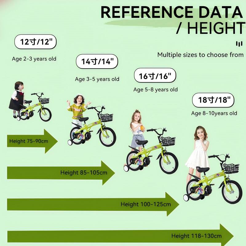 16 Inch Sporty Kids Bike, Little Daisy Toddler Bicycle w/Training Wheels & Stand Adjustable Saddle for Kids & Toddler, 4-8 Years
