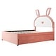 preview thumbnail 20 of 25, Rabbit-Shaped Platform Bed with Embedded LED Lights,Trundle and 3 Drawers