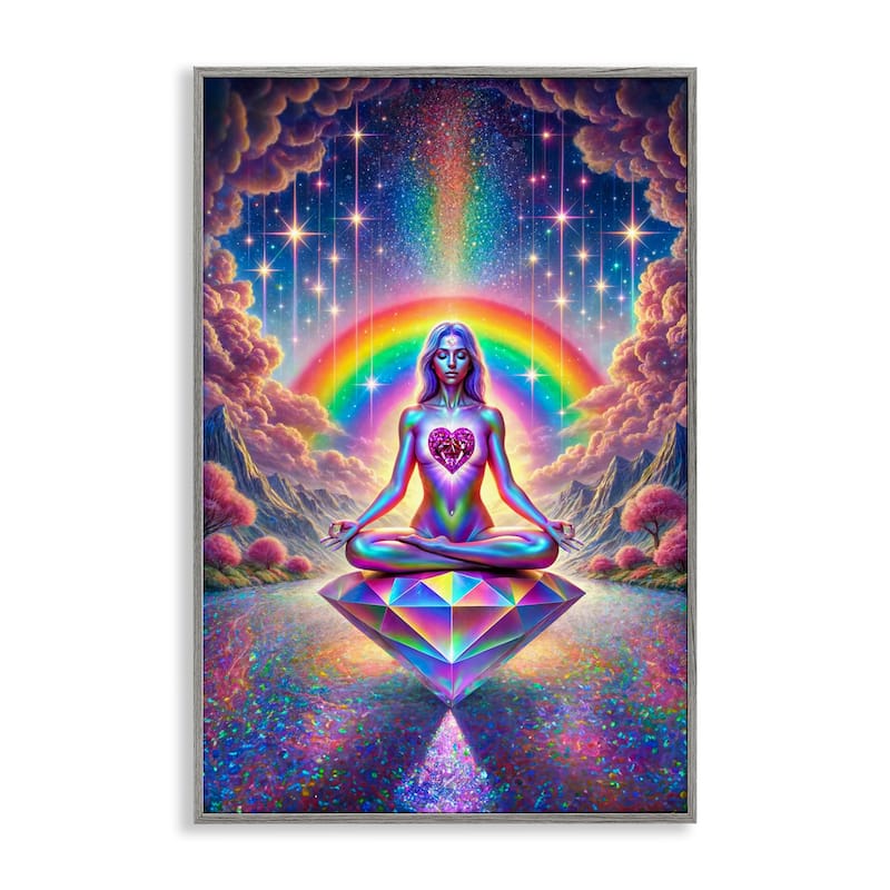 Stupell Spiritual Enlightenment Meditation Framed Giclee Art Design By Spirit of the Rainbow - 16 x 24 - Grey