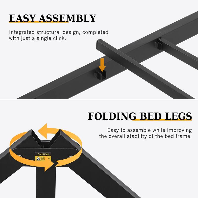 VECELO Industrial Wood Bed Frame with Headboard Twin Size Beds/Full Size Beds/Queen Size Beds