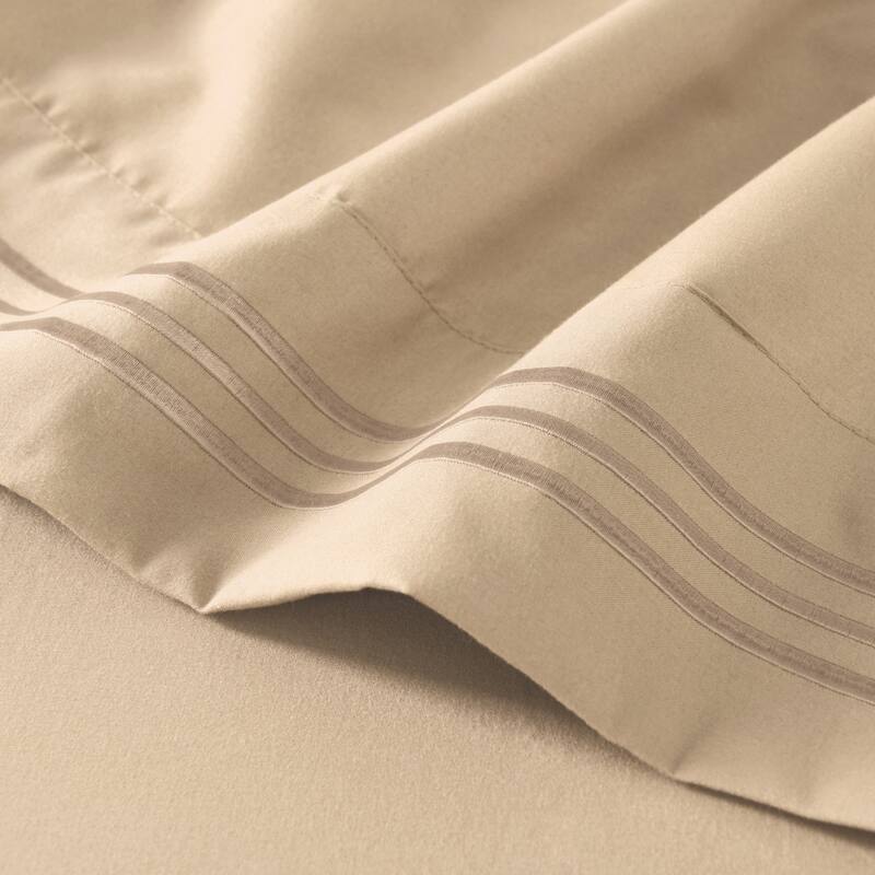 3/4 Pcs Soft Solid & Embroidery Bed Sheets Set