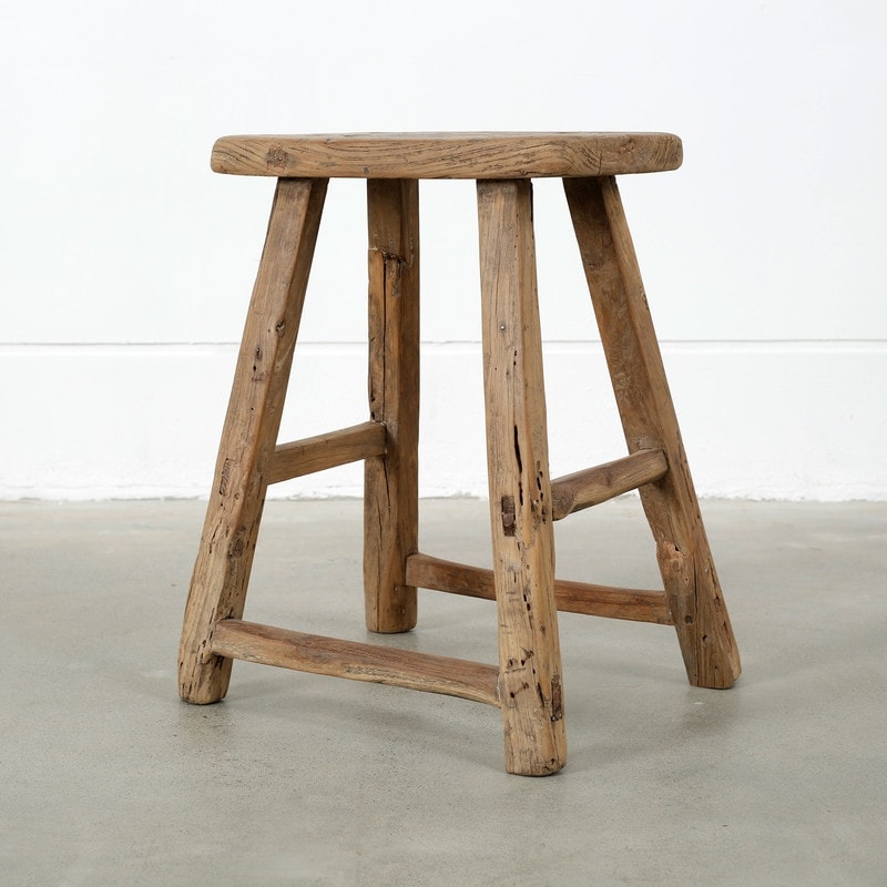 Artissance Rectangular Rustic Vintage Stool, Weathered Natural