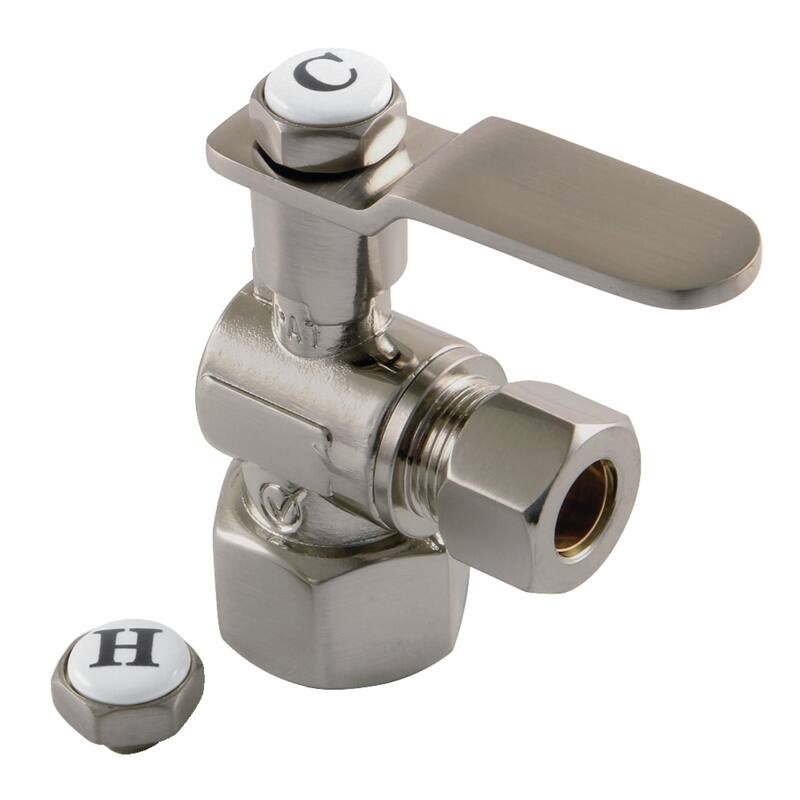 Kingston Brass Whitaker 1/2" FIP x 3/8" O.D. Comp Angle Stop Valve - Brushed Nickel