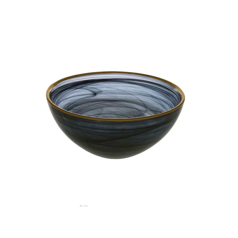 Alice Pazkus Black Alabaster 6.25" Bowl With Gold Rim