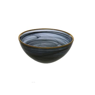 Alice Pazkus Black Alabaster 6.25" Bowl With Gold Rim