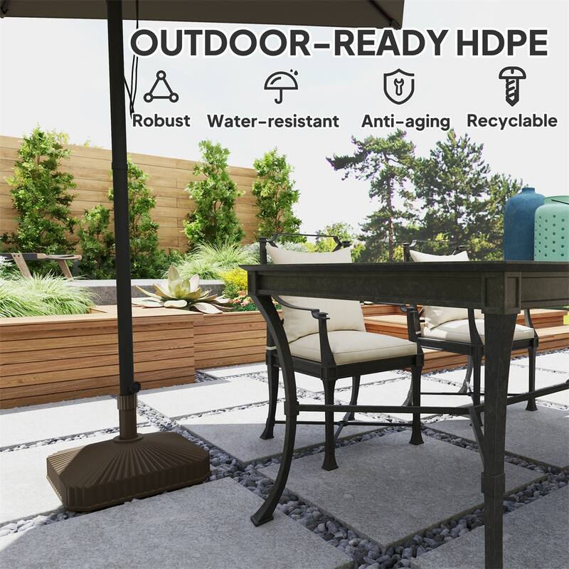 HDPE Umbrella Base for Outdoor Garden Patio Poolside Fits 1.3 and 1.5 Inch Poles Supports Umbrellas Up to 7.2 Feet Brown