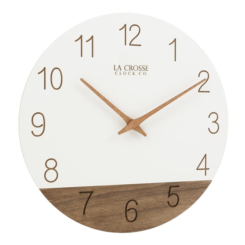 La Crosse Clock 12" Sierra Wood Quartz Analog Wall Clock