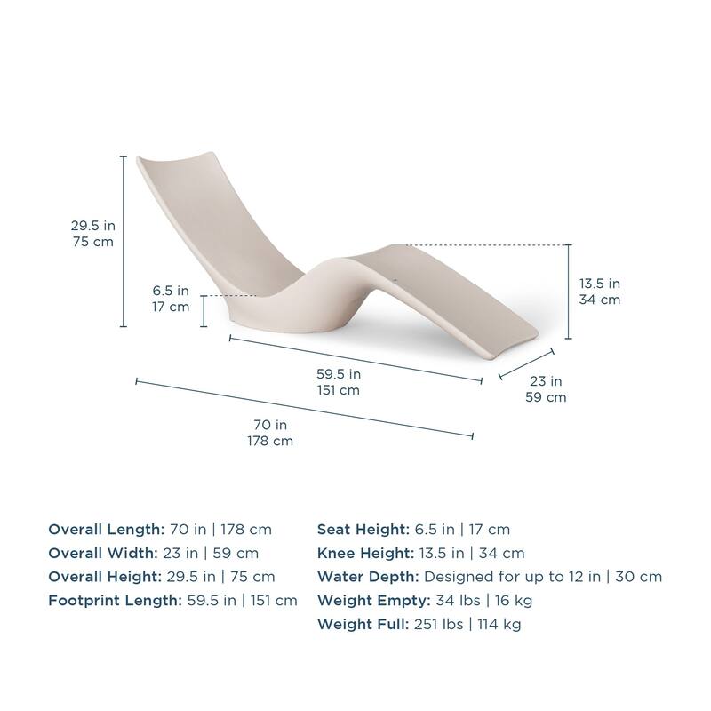 Ledge Lounger - Autograph Chaise - Inside Pool & Sun Shelf Lounge Chaise - Designed for Shelves Up to 12" - Set of 2