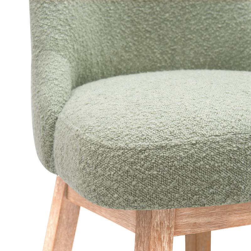Boucle Polyester Upholstered Swivel Counter Stool - Foot Glides (Set of 2)