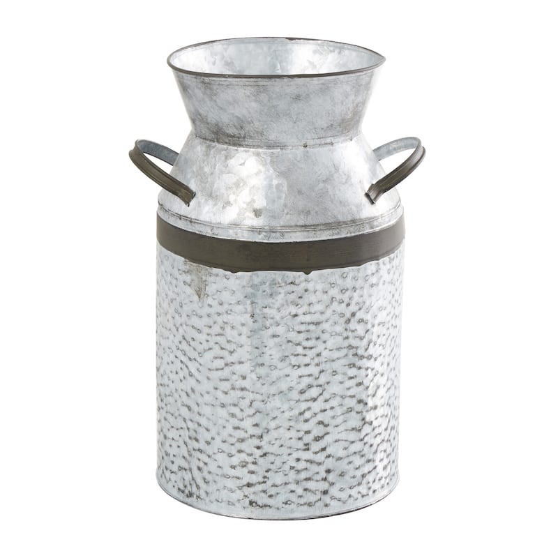 Gray Metal Milk Can Vase