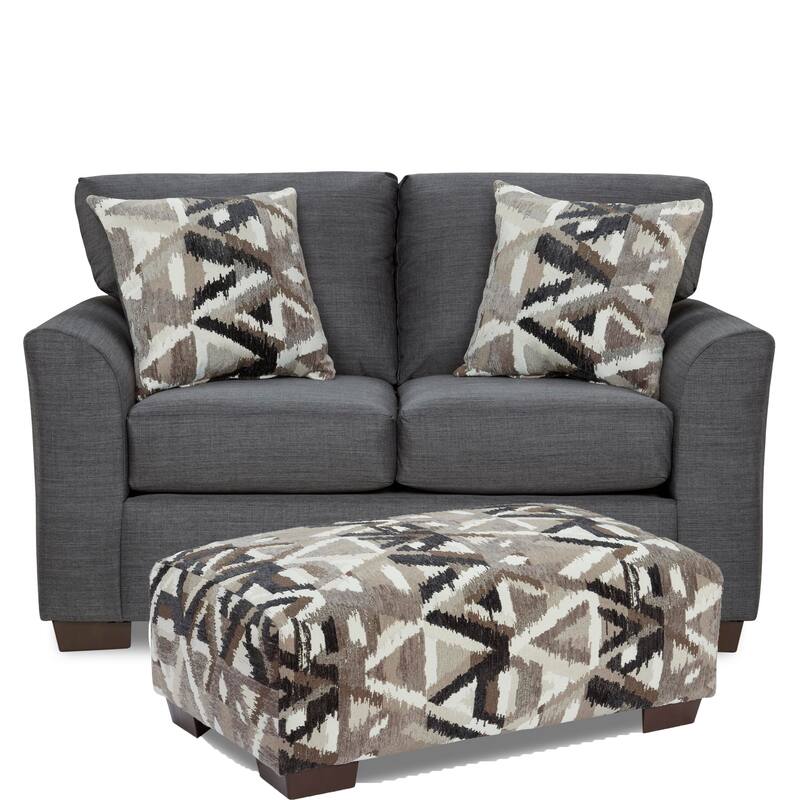SofaTrendz Josie Loveseat-Ottoman Set - Charcoal