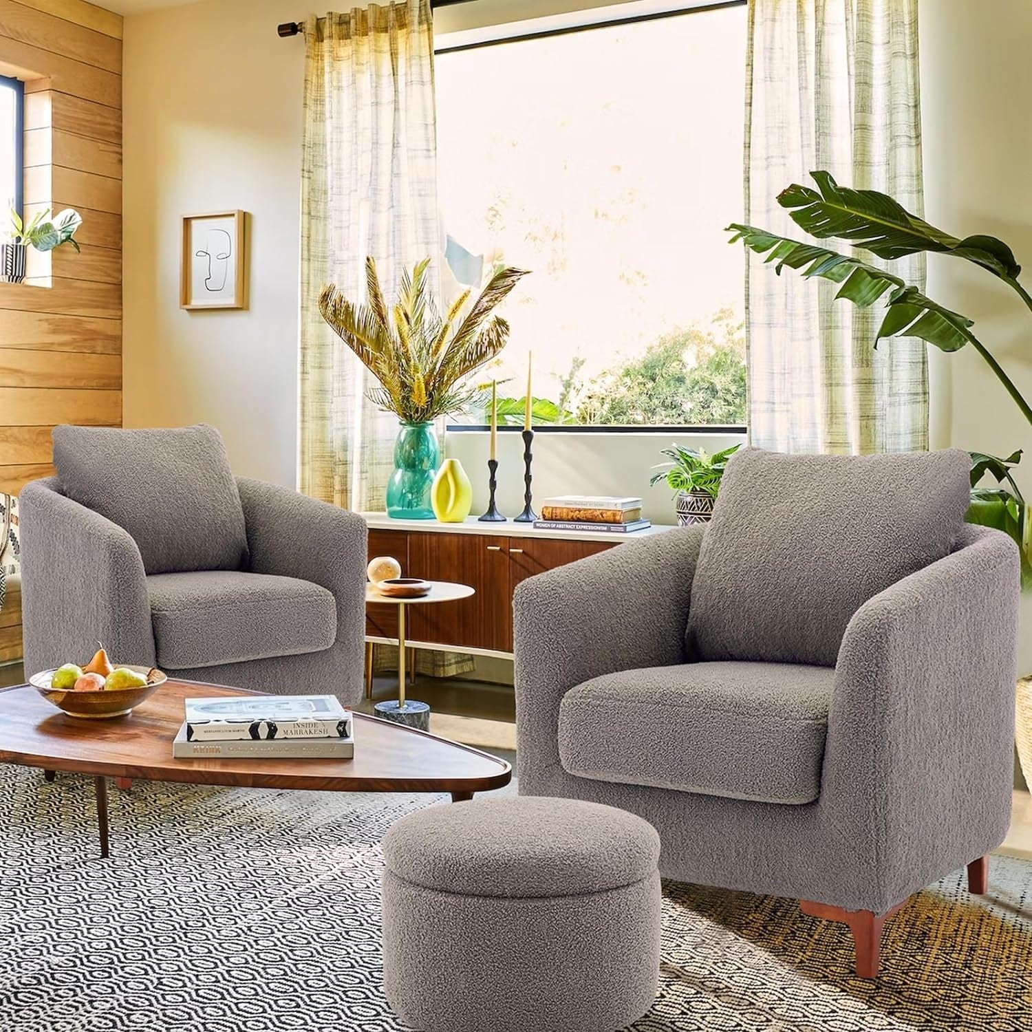 Sherpa chair cheap and ottoman