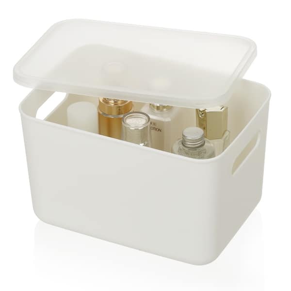 YBM Home Stackable Plastic Storage Bin with Lid, White - On Sale