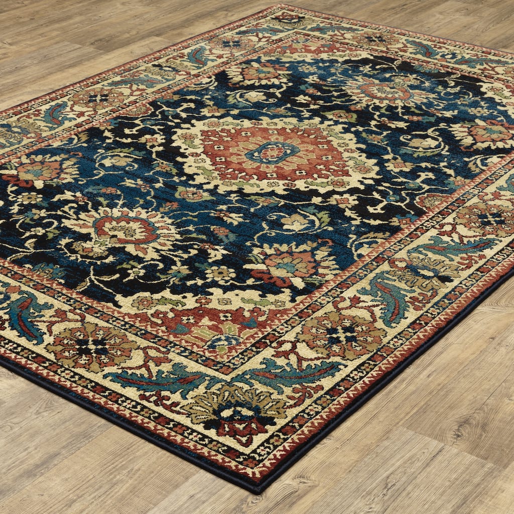 Athens Blue Red Oriental Traditional Area Rug