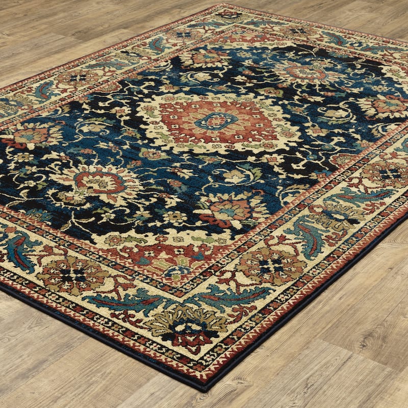 Athens Blue Red Oriental Traditional Area Rug