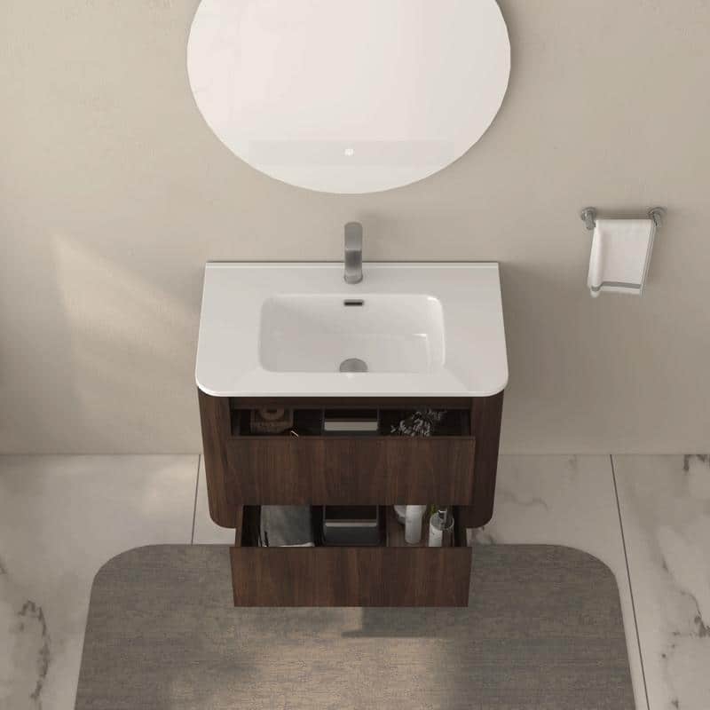 Bathroom Vanity with Sink Wall Mounted Cabinet with 2 Fluted Drawers - 30" W x 20.47" H