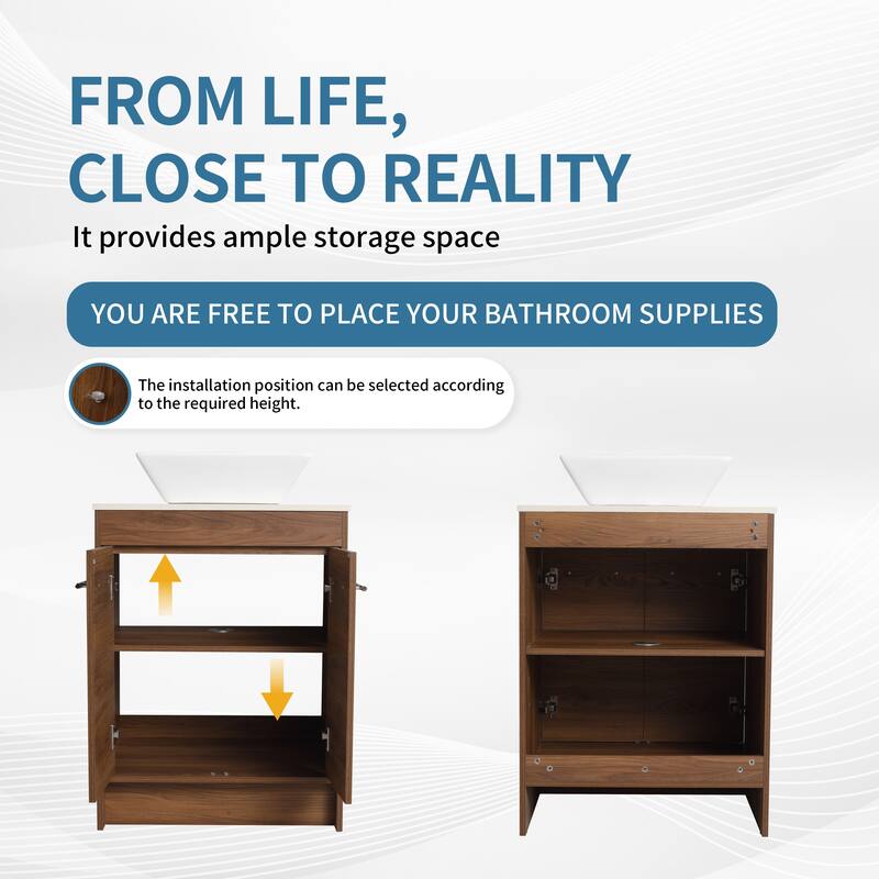 ARTCHIRLY 24/36/48/60 Inch Bathroom Vanity with Sink, Freestanding Bathroom Vanity with Soft Close Door and Shelf
