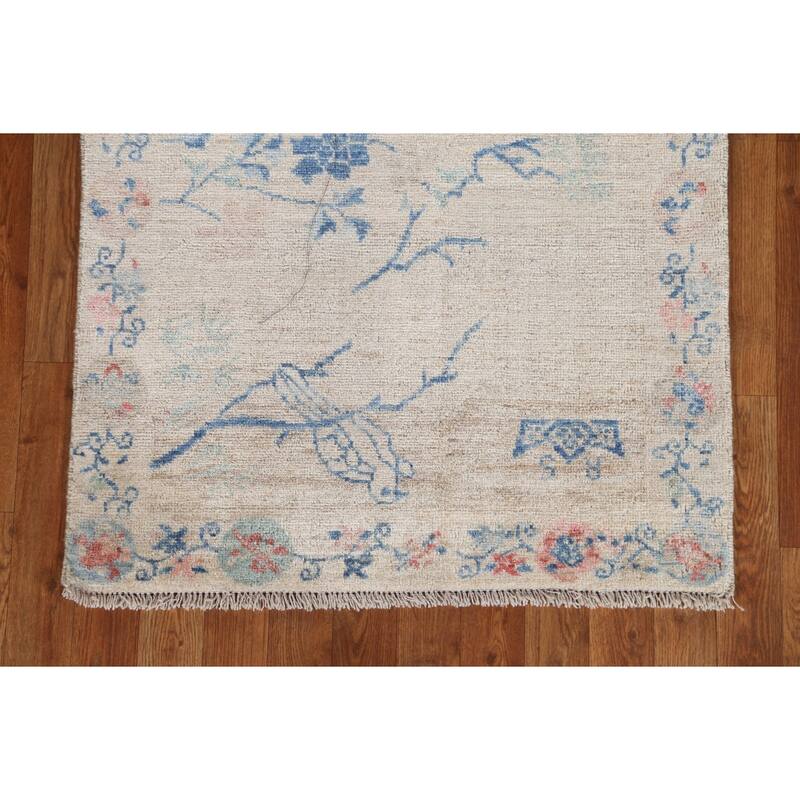 Vegetable Dye Art Deco Oriental Runner Rug Wool Hand-knotted Carpet - 2'10" x 11'7"