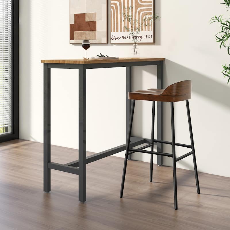 Industrial Bar Stools with Low Back and Footrests - 16.5" x 14" x 32.5" (L x W x H)