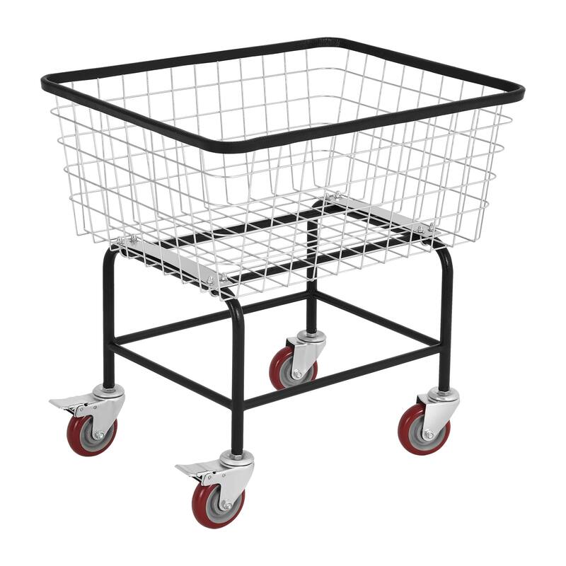 Commercial-Grade 4.5 Bushel Wire Laundry Basket Cart with Wheels