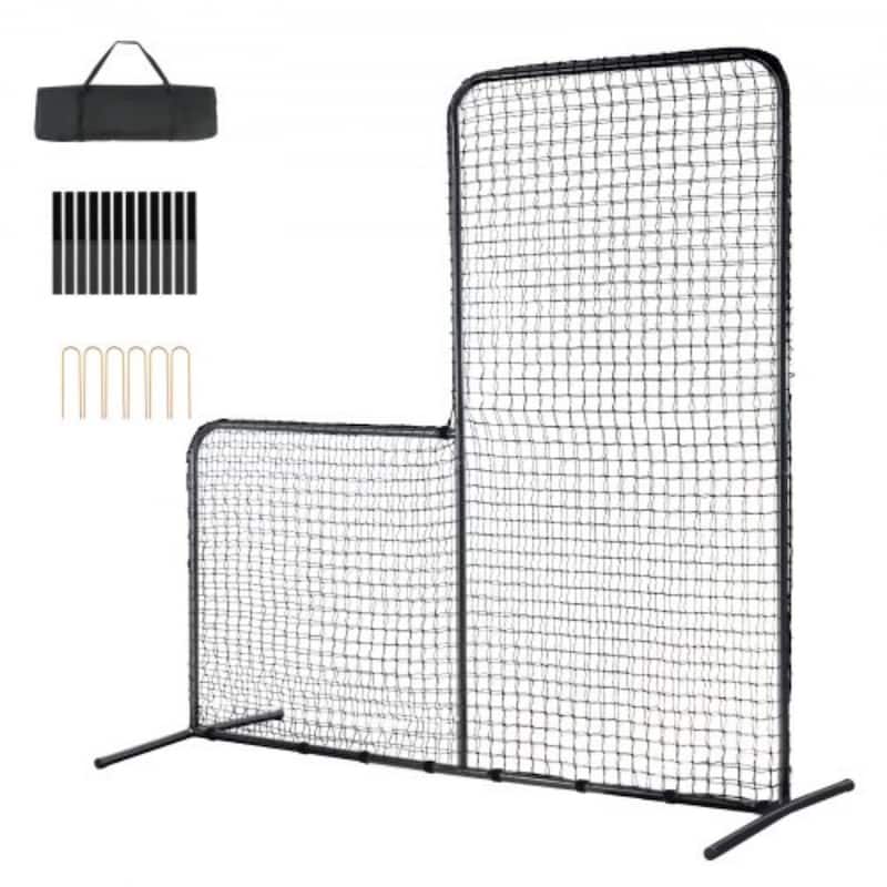 7x7 Feet L Screen Portable Baseball and Softball Safety Screen with Carry Bag