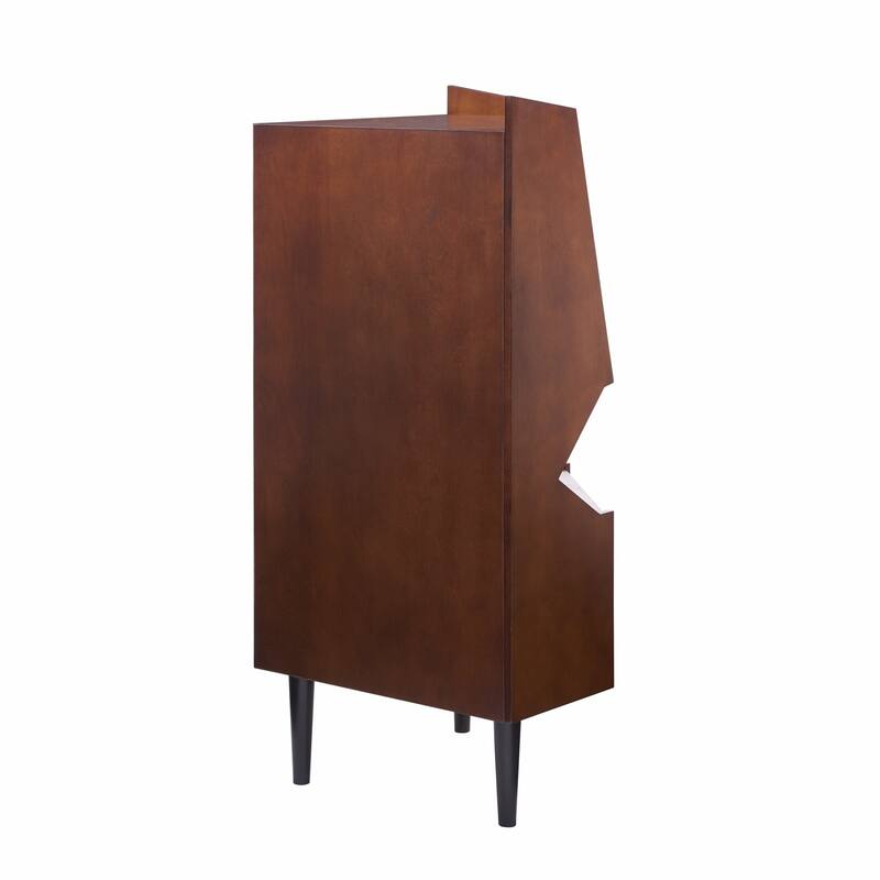 HomeRoots Cosmo Brown and Black Corner Bar Cabinet