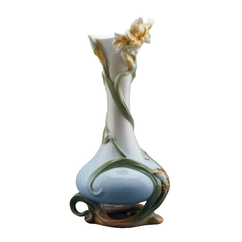 Charis 11.42" height Lily With Frog Suspended Vase bronze Fine Porcelain