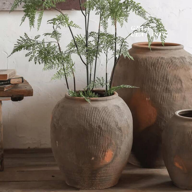 RusticReach Round Earthenware Brown Pot
