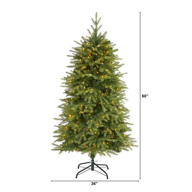 5' Pre-Lit Vancouver Fir Artificial Christmas Tree, Clear LED Lights - 5 Foot