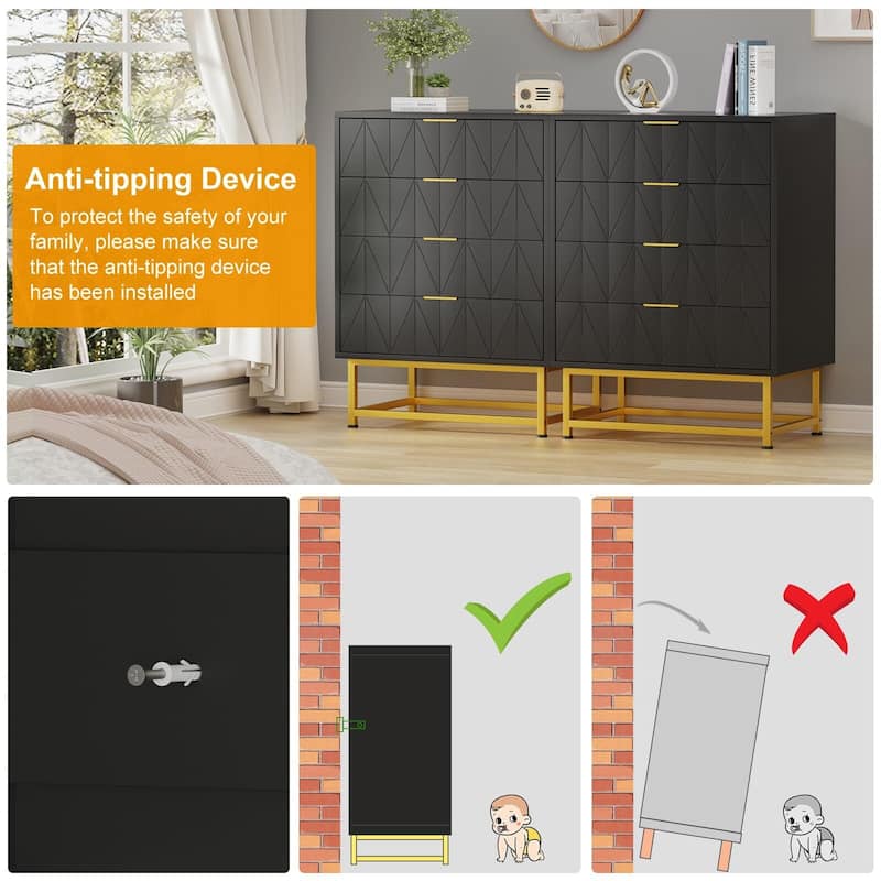 4-Drawer Fabric Dresser, with Wood Top
