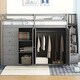 preview thumbnail 23 of 38, Full Size Wood Loft Bed With Built-in Wardrobes, Cabinets and Drawers for Bedroom