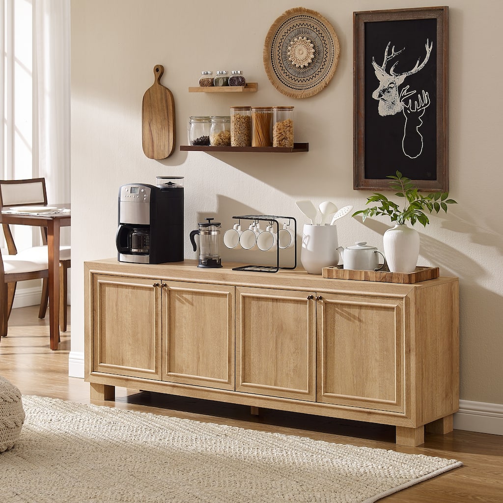 Farmhouse Buffet Sideboard with 2 Base, Wood Coffee/Kitchen Cabinet
