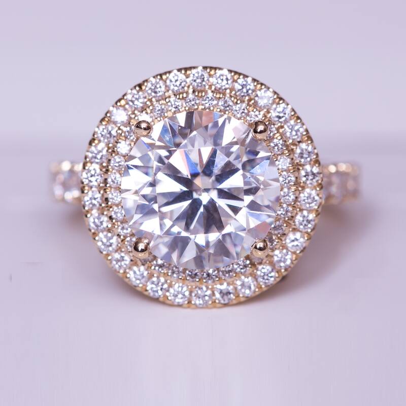 Auriya 14k Gold 2ct Moissanite Halo Diamond Engagement Ring 9/10ctw