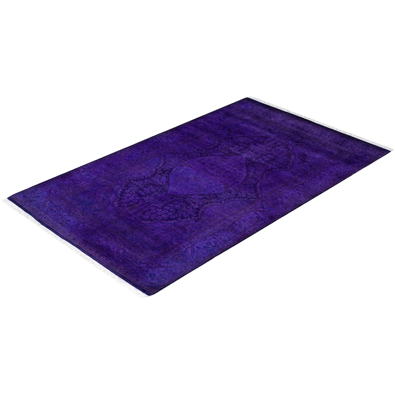 Overdyed One-of-a-Kind Hand-Knotted Area Rug - Purple - 3' 1" x 5' 2"