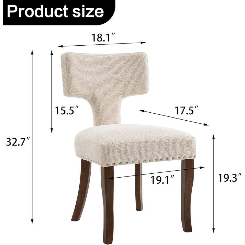 Upholstered Mordern Design T Back Dining Side Chair- Set of 2