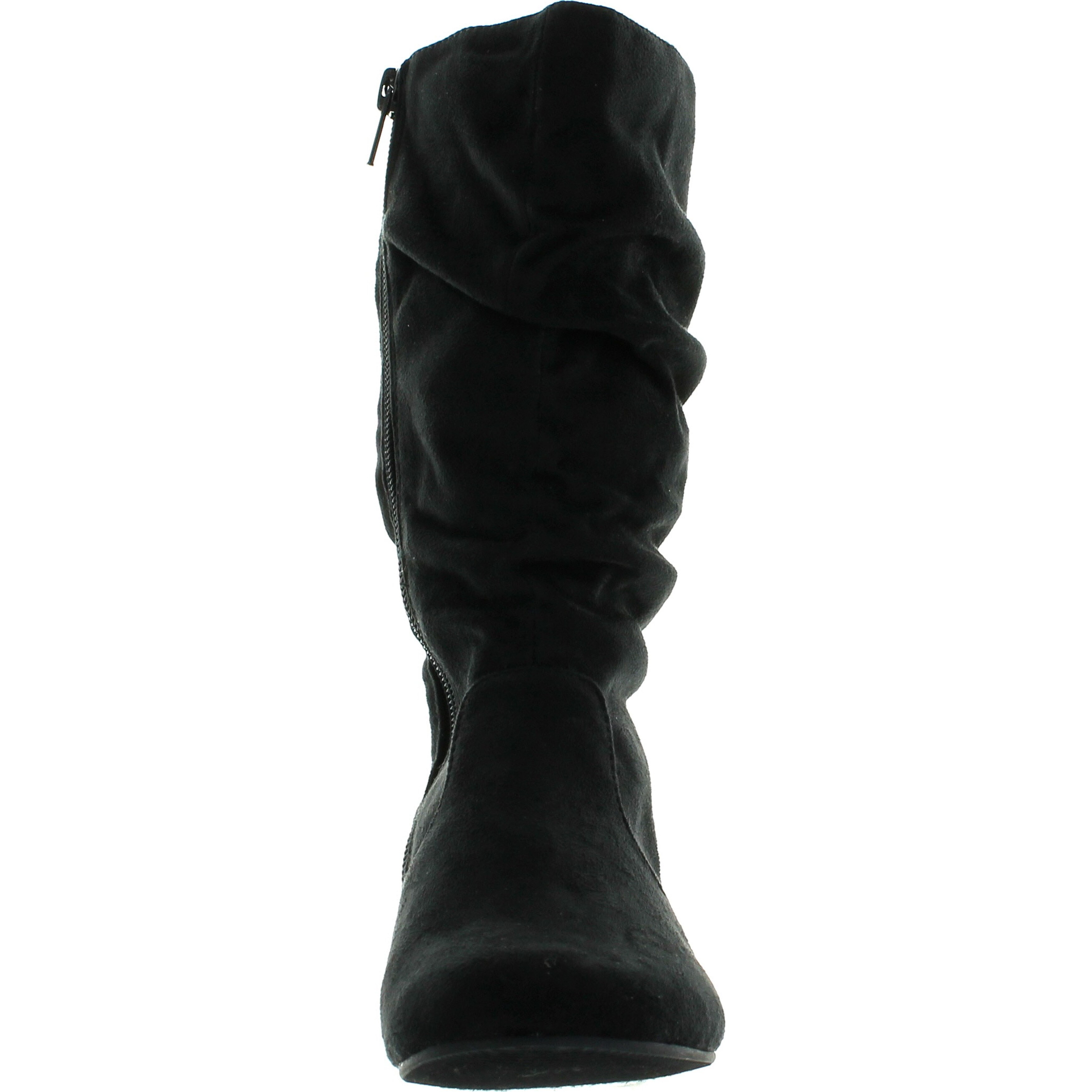 black suede flat boots womens
