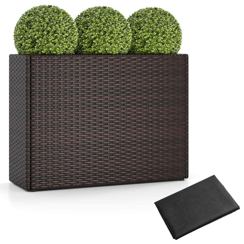 Costway 1/2 PCS 24" Tall PE Rattan Planter Box with Removable Liner - 1 PCS