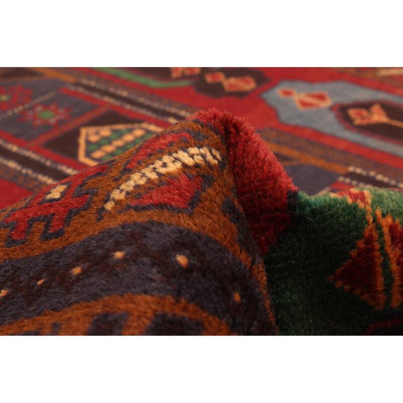 ECARPETGALLERY Hand-knotted Baluch Red Wool Rug - 3'7 x 6'7