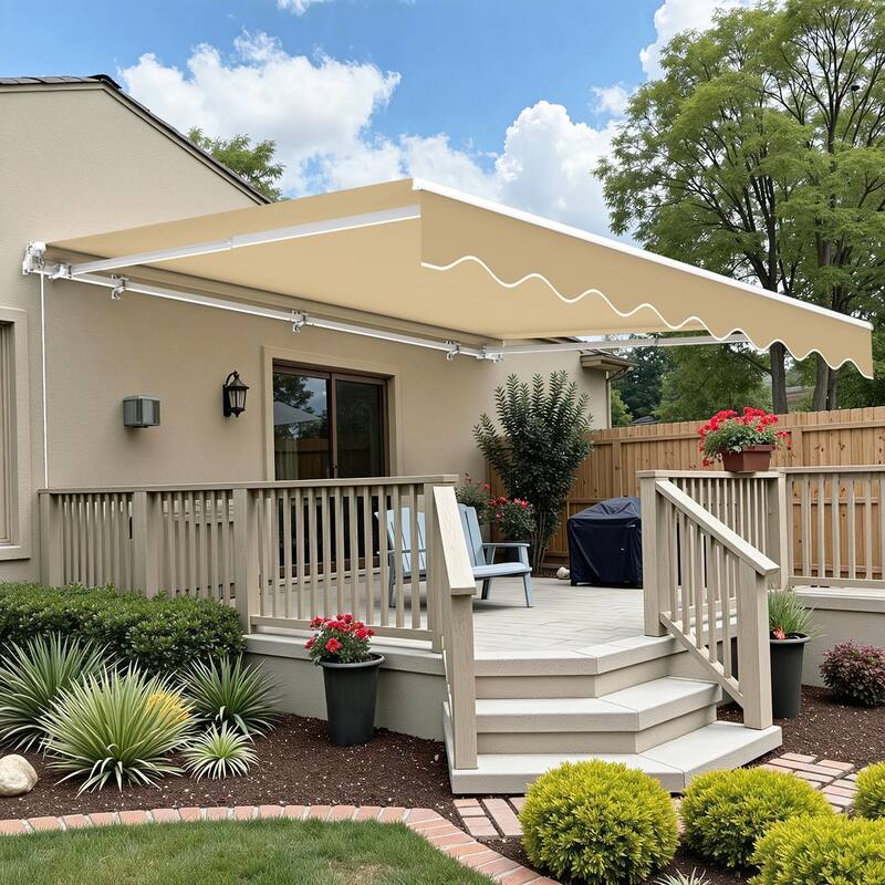 MCombo10x8Feet Manual Retractable Patio Door Window Awning Sunshade Shelter Outdoor Canopy