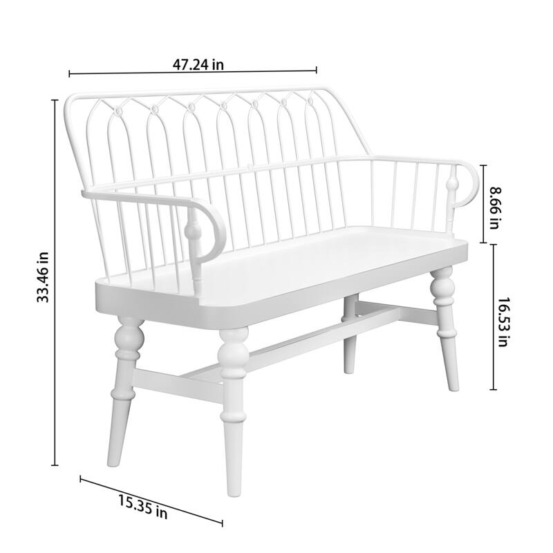 Modern Farmhouse Metal Spindle Back Bench