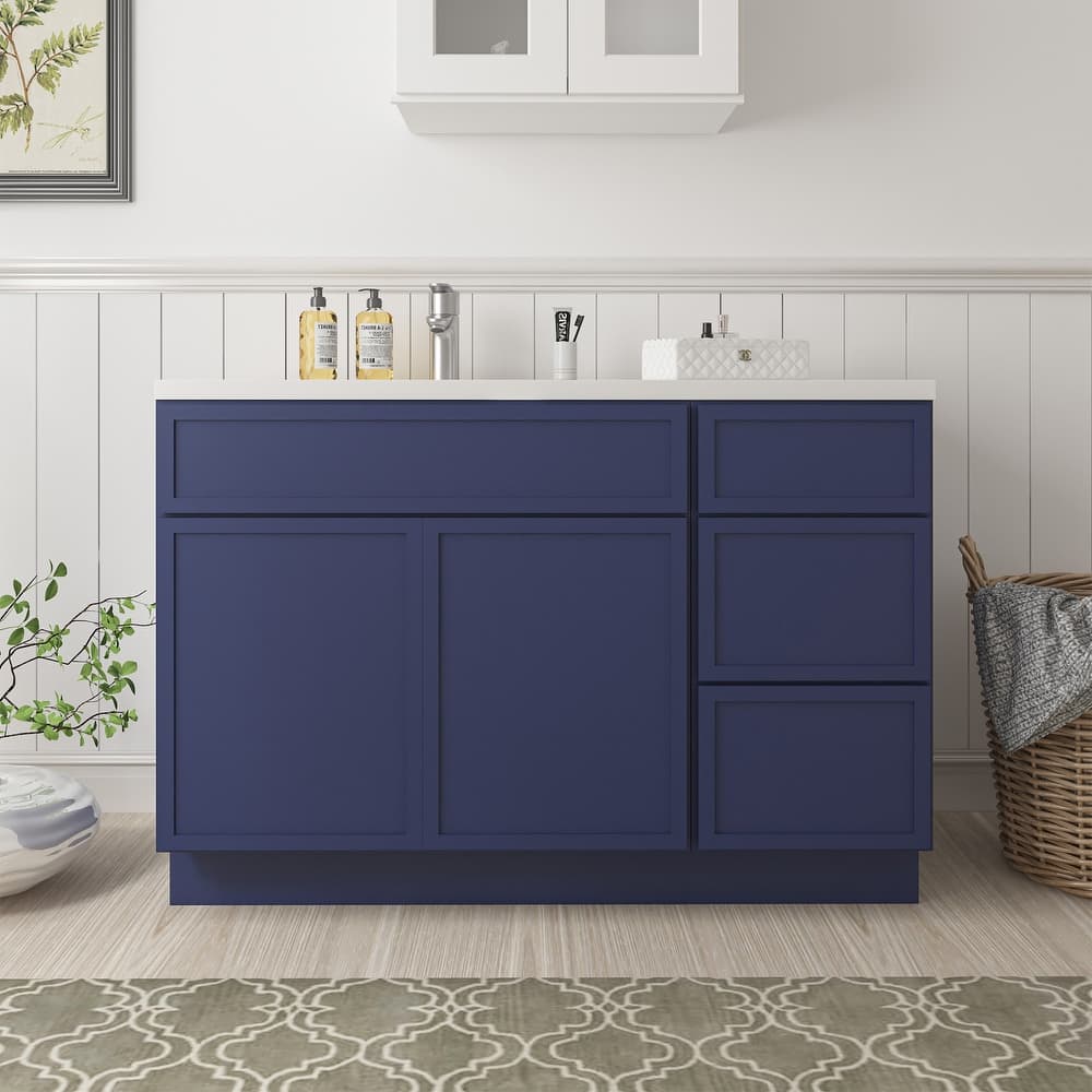 Vanity Art 51" Birch Freestanding Bathroom Vanity Cabinet without Top