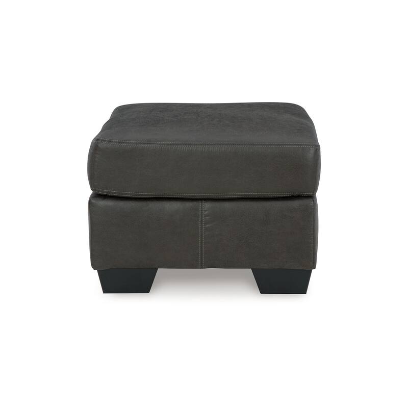 Limu Ottoman, 23x30 Inch, Corner Block, Classic Gray Faux Leather