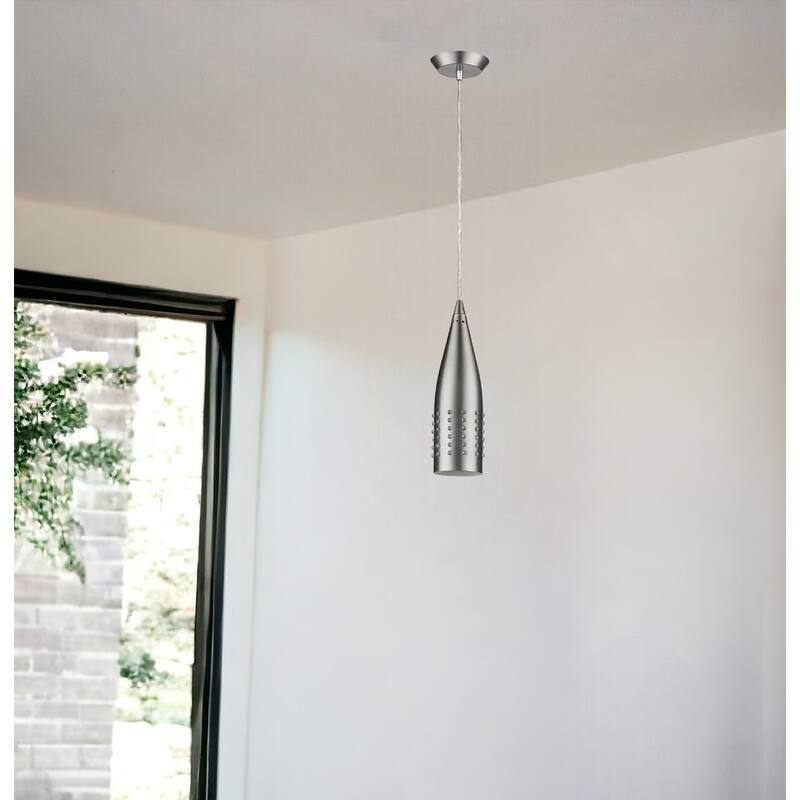 HomeRoots Narrow Silver Hanging Light with Glass Studs - 3' X '10.75' X '3 - 3' X '10.75' X '3